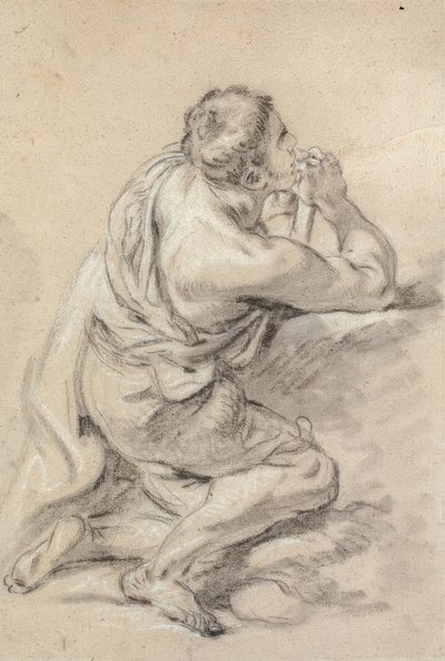 Study of a Kneeling Man with Folded Hands by François Boucher